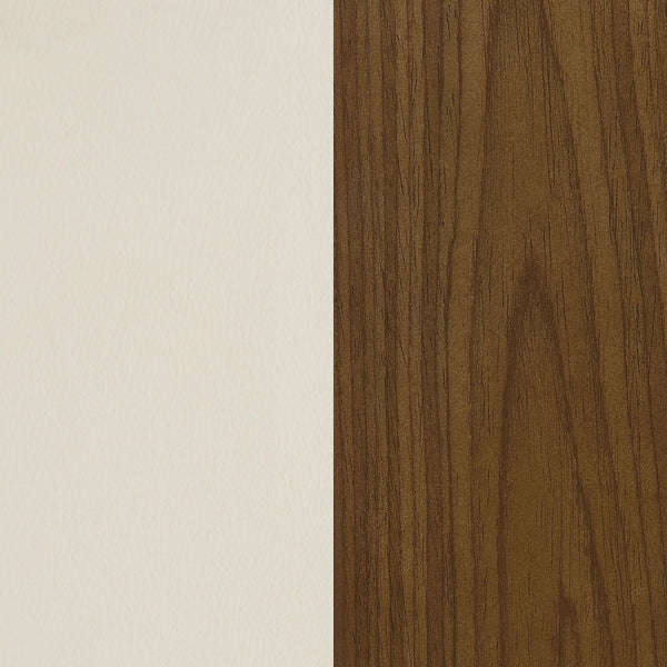 English Elm Ecru Modern Swivel Office Chair with Walnut & Chrome Finish, Leatherette Seat, Adjustable Height and Foam Comfort B062P153784