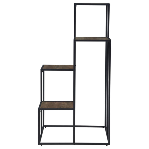 English Elm Rustic Spiral 8-Shelf Staircase Bookcase with Heavy-Gauge Steel Frame and Scratch-Resistant Veneer Black B062P153776