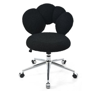 English Elm 360°swivel Teddy Fabric Home Office Chair with Ergonomic Arc Back and Adjustable Seat Black W680P143502