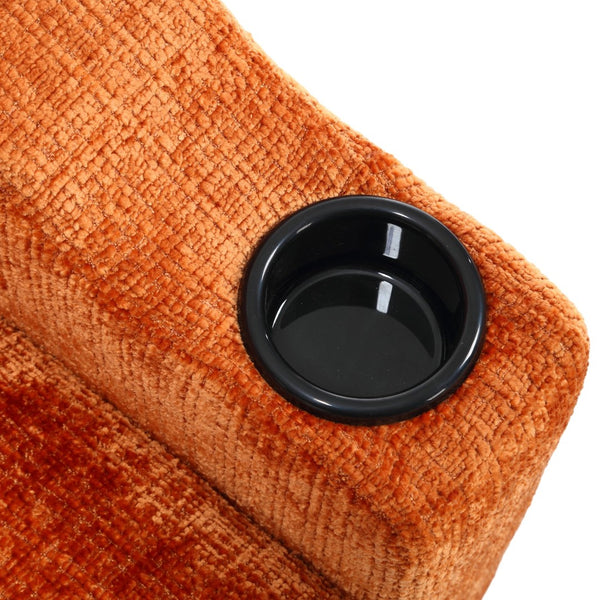 English Elm United We Win Chenille Three Seat Sectional Sofa with Storage Ottoman and Cup Holders Orange W1568142740