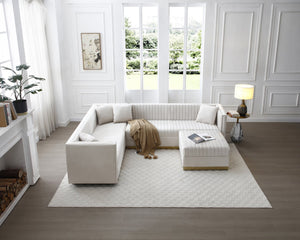 English Elm Contemporary Sectional Sofa With Ottoman - Modern Velvet Corner Couch For Stylish Living Rooms & Comfort W1117S00063