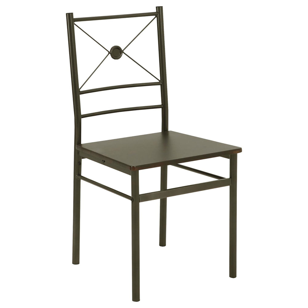 English Elm Walnut 5-Piece Rectangle Dining Set with Dark Bronze Frame, Compact Chic Table & 4 Chairs for Cozy Meals B062P153843