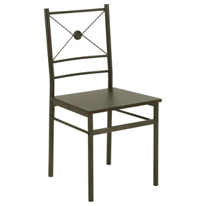 English Elm Walnut 5-Piece Rectangle Dining Set with Dark Bronze Frame, Compact Chic Table & 4 Chairs for Cozy Meals B062P153843