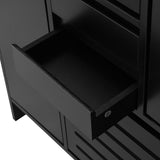 English Elm Multi-Functional Tipping Bucket Shoe Cabinet With Wall Cabinet, Space-Saving Design Foyer Cabinet With 2 Flip Drawers, Versatile Side Cabinet For Hallway, Black