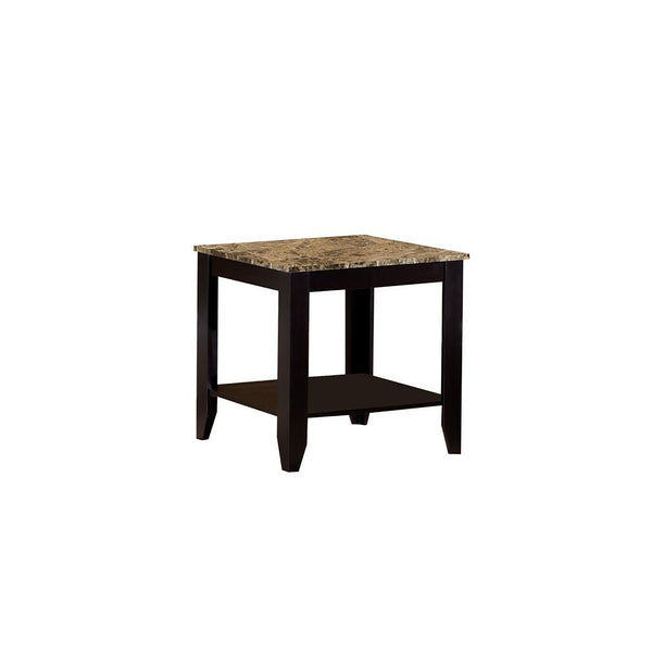 English Elm Cappuccino Faux Marble 3-Piece Occasional Table Set with Open Shelves, Transitional Coffee & End Tables elegant B062P153834