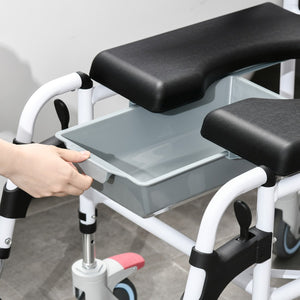 English Elm Accessibility Rolling Shower Commode Chair Aluminum Frame Waterproof Pu Padded Seat W2225P155599