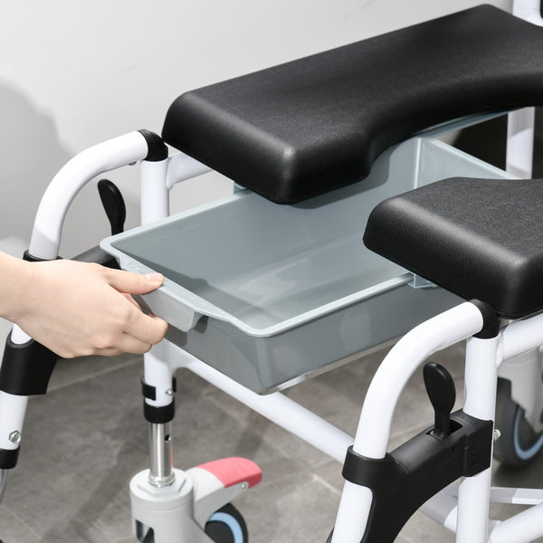 English Elm Accessibility Rolling Shower Commode Chair Aluminum Frame Waterproof Pu Padded Seat W2225P155599