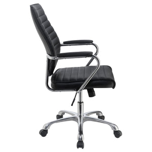 English Elm Black Height Adjustable Swivel Office Chair – Sleek Chrome Accents, Ergonomic Comfort & Modern Style B062P153797