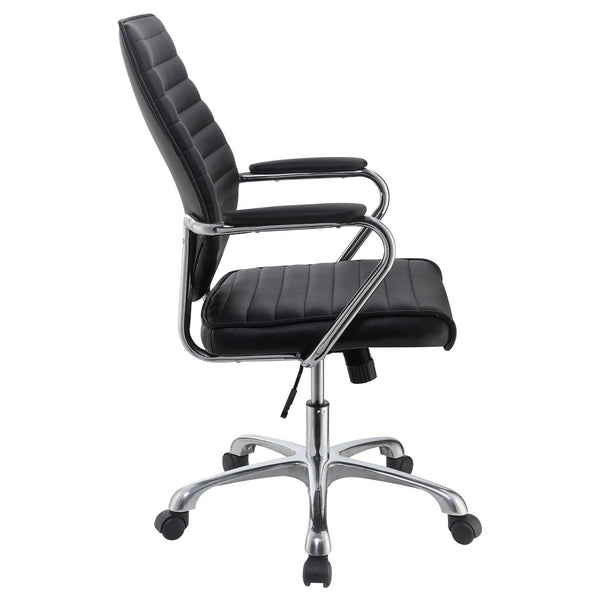 English Elm Black Height Adjustable Swivel Office Chair – Sleek Chrome Accents, Ergonomic Comfort & Modern Style B062P153797