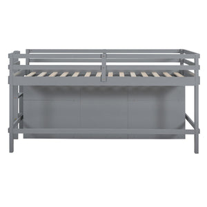 English Elm Twin Loft Bed with 4 Drawers Open Shelving and Cabinet for Kids Bedroom Storage Gray LT000762AAE