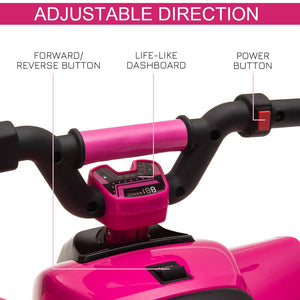 English Elm 6v Kids Battery Powered Toddler Atv Quad Ride on with Steel Frame Forward Reverse Pink W2225P155633