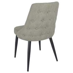 English Elm Light Grey Tufted Dining Chair Set of 2 — Plush Foam Seats, Button Tufting, Gunmetal Legs, Modern Elegance B062P153840