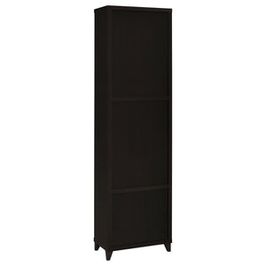 English Elm Cappuccino Modern Media Tower with 4 Open Shelves, 2 Drawers & Silver Pulls — Tall 76" Storage Unit B062P153829