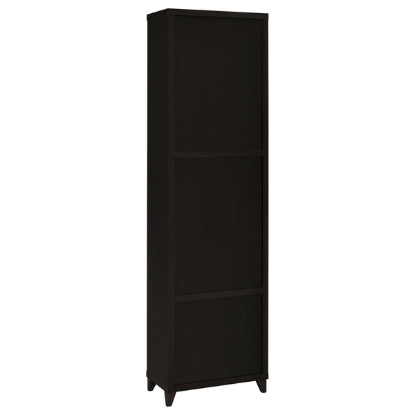 English Elm Cappuccino Modern Media Tower with 4 Open Shelves, 2 Drawers & Silver Pulls — Tall 76" Storage Unit B062P153829