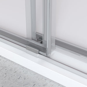 English Elm 44'' Frameless Double Sliding Shower Door with 10mm Tempered Glass and Chrome Hardware B133P156486