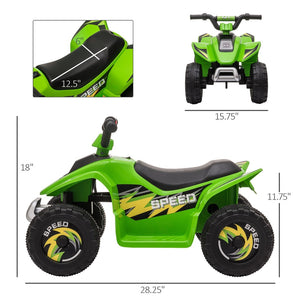 English Elm 6v Kids Battery Powered Toddler Atv Quad Ride on with Steel Frame Forward Reverse Green W2225P155636