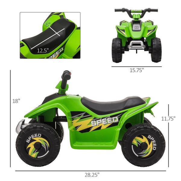 English Elm 6v Kids Battery Powered Toddler Atv Quad Ride on with Steel Frame Forward Reverse Green W2225P155636