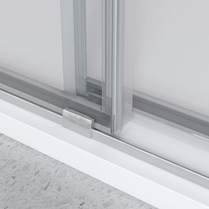 English Elm 68'' Frameless Double Sliding Shower Door with Tempered Glass and Spa Inspired Design Brushed Nickel B133P156471