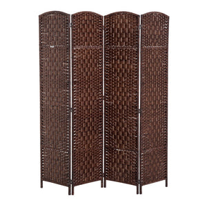 English Elm 6' Tall Wicker Weave 4 Panel Room Divider - Elegant Privacy Screen For Home & Office Spaces W2225P155592