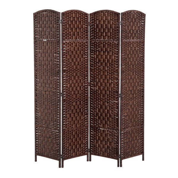English Elm 6' Tall Wicker Weave 4 Panel Room Divider - Elegant Privacy Screen For Home & Office Spaces W2225P155592
