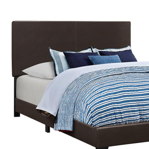 English Elm Brown Faux Leather Queen Panel Bed with Upholstered Headboard, Modern Brown Finish, Durable PU Blend Upholstery for Stylish Bedroom Comfort and Easy Care B062P153564