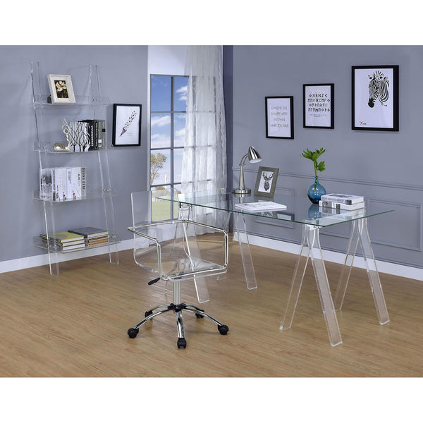 English Elm Clear Acrylic Office Chair with Chrome Frame, Modern Swivel Height-Adjustable Design for Home Office B062P153792