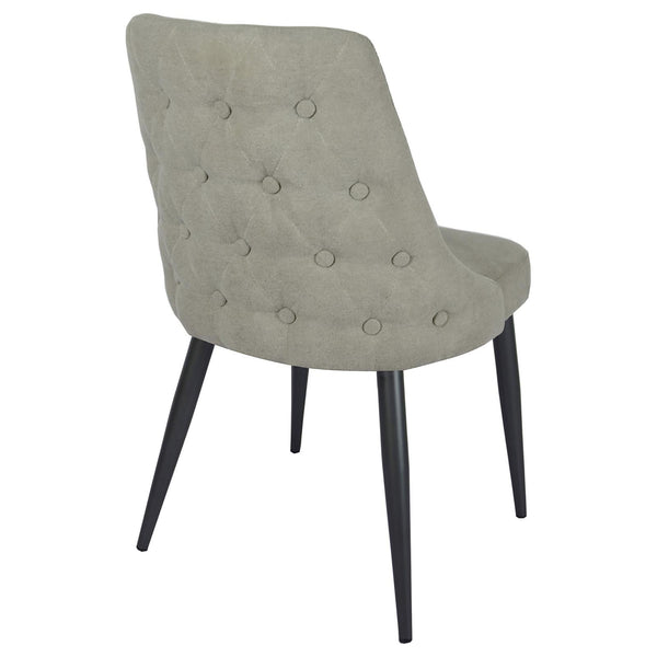English Elm Light Grey Tufted Dining Chair Set of 2 — Plush Foam Seats, Button Tufting, Gunmetal Legs, Modern Elegance B062P153840