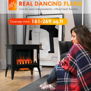 English Elm 24" Electric Fireplace Stove with Realistic Flame & Log Ember Bed, 1000/1500W Heater, Cozy Safety Features W2225P155580