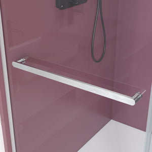 English Elm 68'' Frameless Double Sliding Shower Door with Tempered Glass and Spa Inspired Design Brushed Nickel B133P156471
