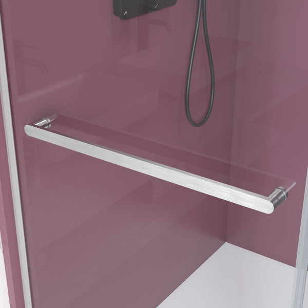 English Elm 68'' Frameless Double Sliding Shower Door with Tempered Glass and Spa Inspired Design Brushed Nickel B133P156471