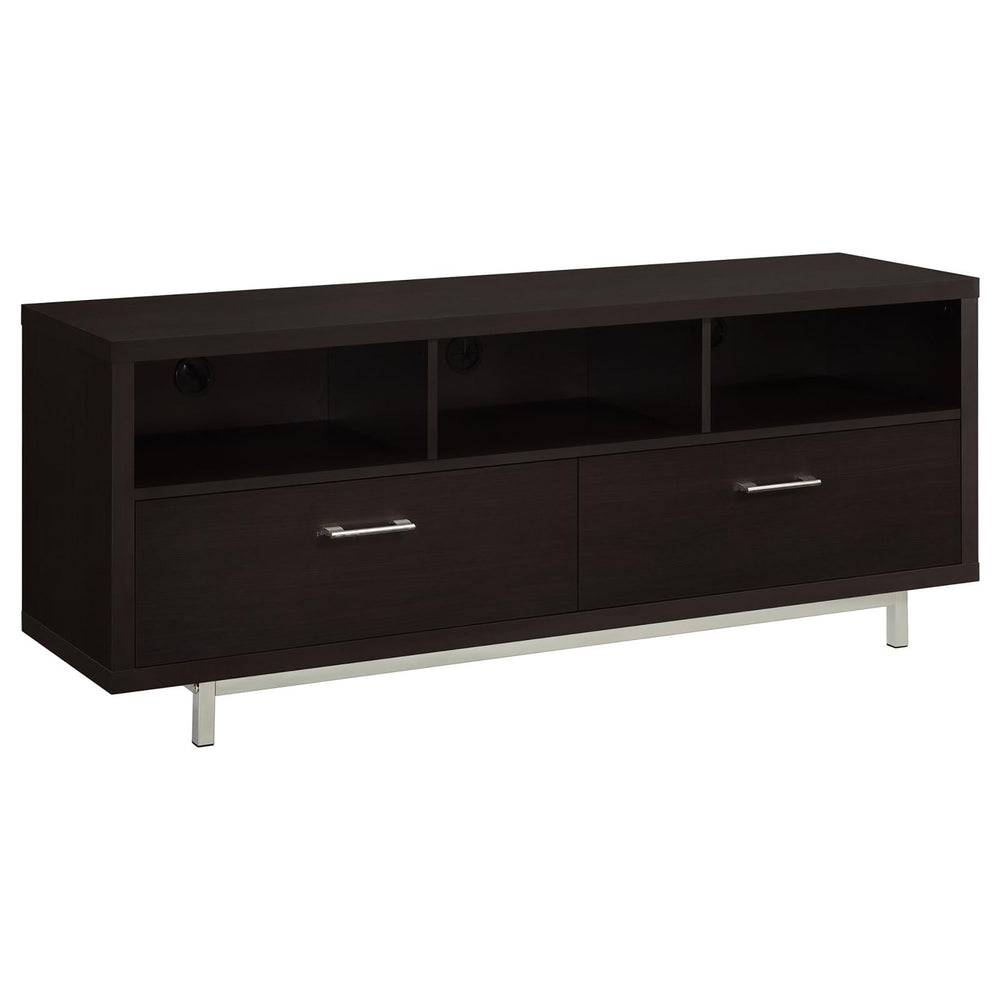 English Elm Cappuccino 60-Inch Tv Console With Drawers And Open Storage - Modern Elegance For Your Living Room! B062P153847
