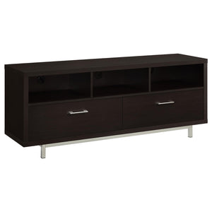 English Elm Cappuccino 60-Inch Tv Console With Drawers And Open Storage - Modern Elegance For Your Living Room! B062P153847