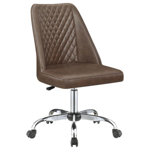 English Elm Brown Leatherette Office Chair with Diamond Stitching, Chrome Base, Adjustable Height & Casters for Comfort and Productivity B062P153793