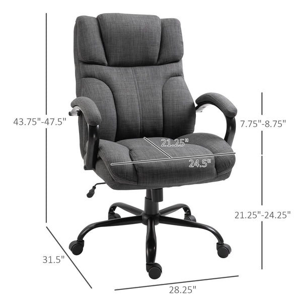English Elm 500lbs Big and Tall Office Chair Wide Seat Ergonomic Executive Computer Chair Linen Grey, Heavy-Duty Comfort and Adjustable Tilt for Long Workdays W2225P155595