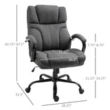 English Elm 500Lbs Big and Tall Office Chair With Wide Seat, Ergonomic Executive Computer Chair With Adjustable Height, Swivel Wheels and Linen Finish, Dark Grey