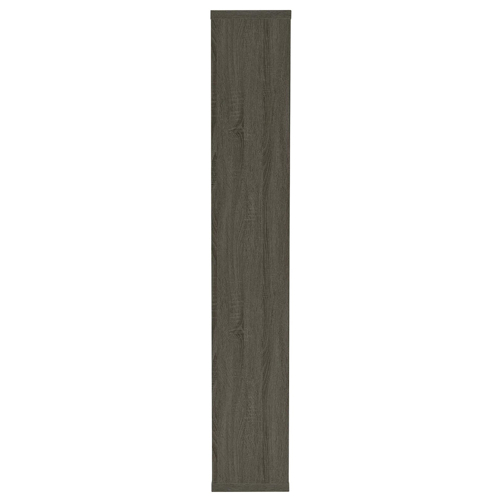 English Elm Weathered Geometric 10-Shelf Open-Back Bookcase with Mixed White Cappuccino Finish, 70.75" H B062P153821