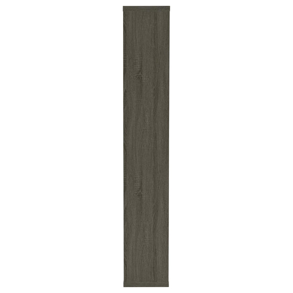English Elm Weathered Geometric 10-Shelf Open-Back Bookcase with Mixed White Cappuccino Finish, 70.75" H B062P153821