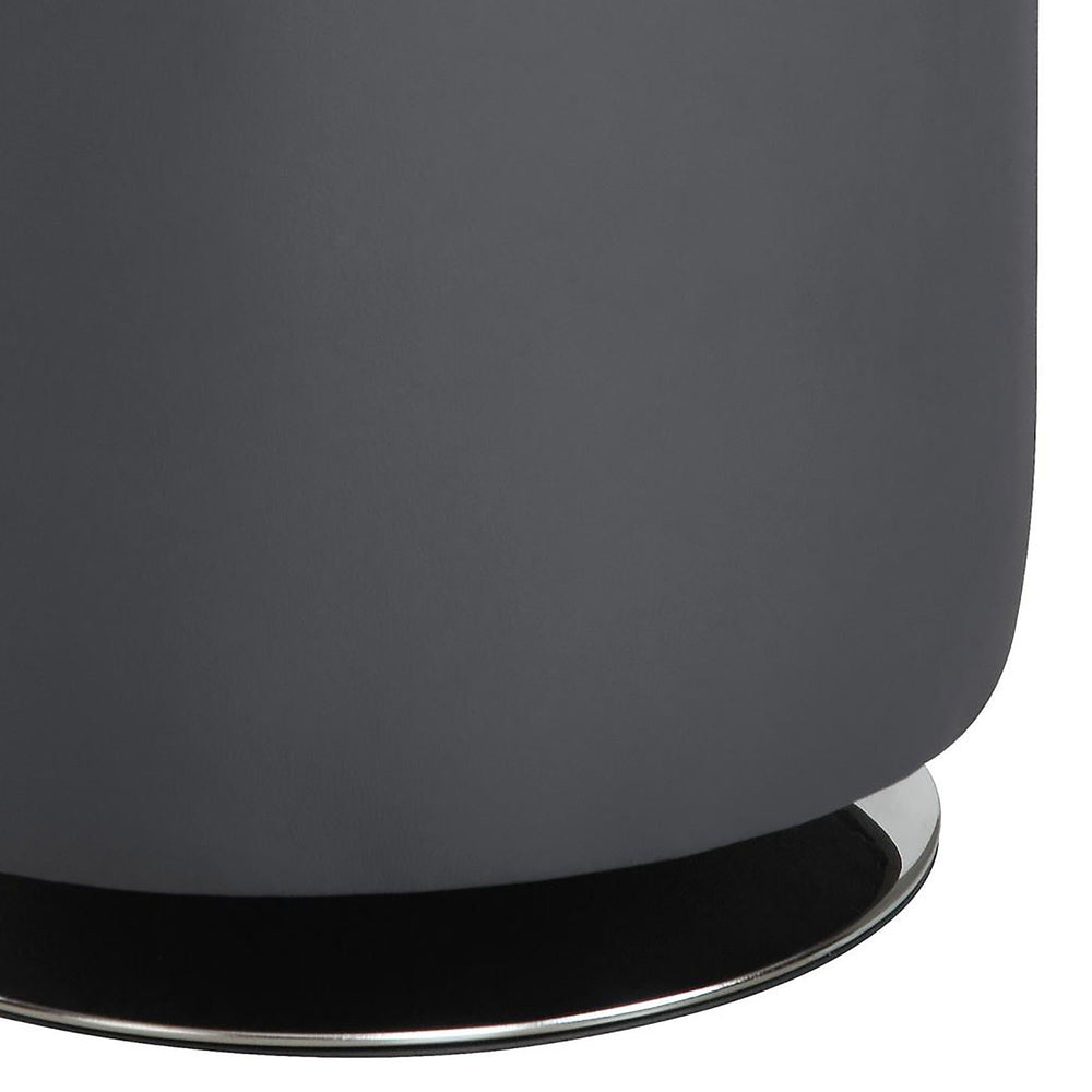 English Elm Grey Tufted Round Ottoman with Bonded Leather, High-Resiliency Foam Cushion and Chrome Base, Modern Accent Seat B062P153812