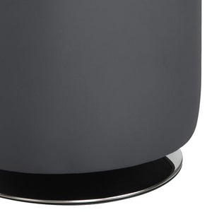 English Elm Grey Tufted Round Ottoman with Bonded Leather, High-Resiliency Foam Cushion and Chrome Base, Modern Accent Seat B062P153812