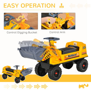 English Elm Kids Foot-powered Bulldozer Ride-on with Digging Bucket and Durable All-terrain Wheels W2225P155626