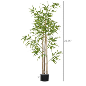 English Elm 6FT Artificial Bamboo Tree in Black Nursery Pot, Realistic 924 Leaves, Durable Indoor Decor (90) W2225P155575