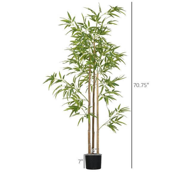 English Elm 6FT Artificial Bamboo Tree in Black Nursery Pot, Realistic 924 Leaves, Durable Indoor Decor (90) W2225P155575
