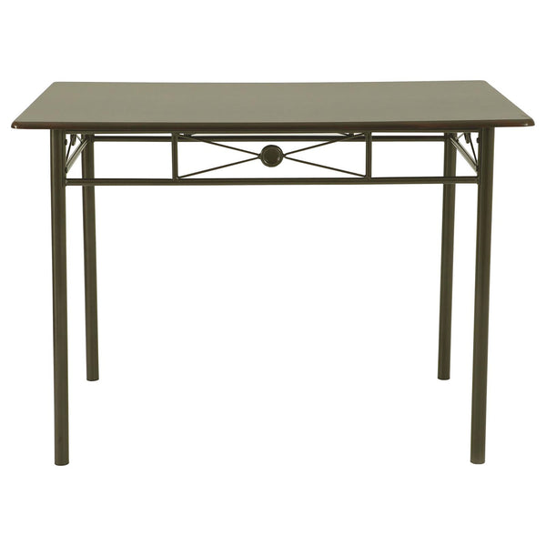 English Elm Walnut 5-Piece Rectangle Dining Set with Dark Bronze Frame, Compact Chic Table & 4 Chairs for Cozy Meals B062P153843