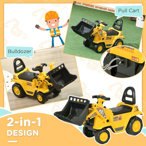 English Elm Ride on Kids Excavator Toy with Shovel Pull Cart Storage Horn Outdoor Digger W2225P155629