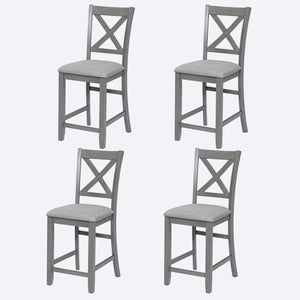 English Elm Counter Height Chairs Set Of 4 - Stylish Gray Barstools With Padded Seats For Dining & Comfort W1998126382