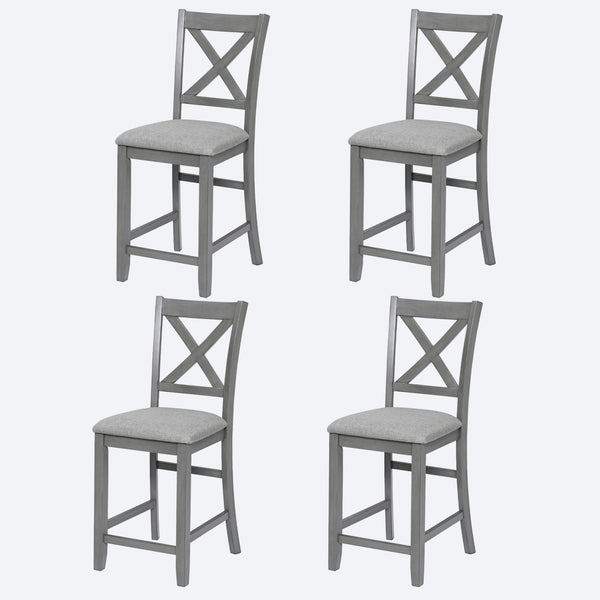 English Elm Counter Height Chairs Set Of 4 - Stylish Gray Barstools With Padded Seats For Dining & Comfort W1998126382