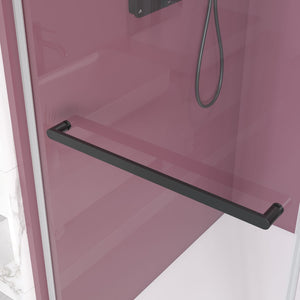 English Elm 62'' Frameless Double Sliding Shower Door Tempered Glass Matte Black Spa Bath B133P156468
