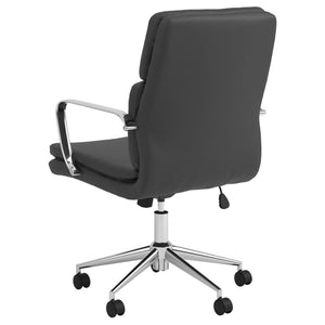 English Elm Black Modern Height-Adjustable Rolling Office Chair with Chrome Arms & Base, Sleek Seamed Leatherette Design B062P153791