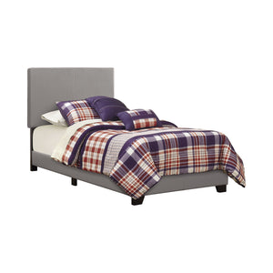 English Elm Grey Luxury Faux Leather Twin Panel Bed with Modern Upholstery, Black Legs, Durable Hardwood Frame B062P155554