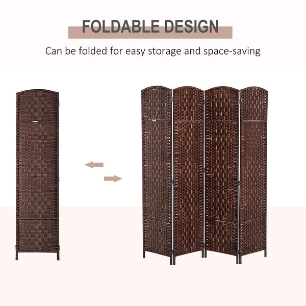 English Elm 6' Tall Wicker Weave 4 Panel Room Divider - Elegant Privacy Screen For Home & Office Spaces W2225P155592